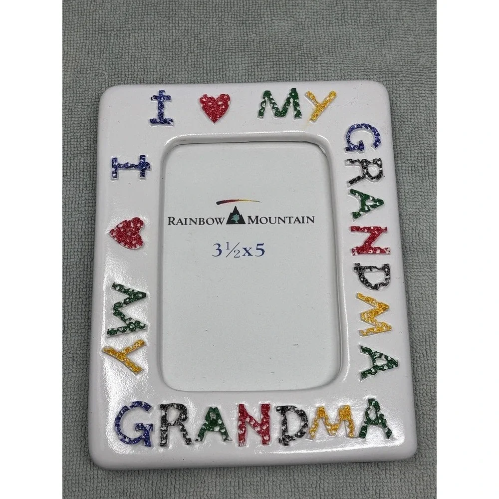 Vtg‎ Rainbow Mountain I Love My Grandma Ceramic Picture Frame 3.5x5